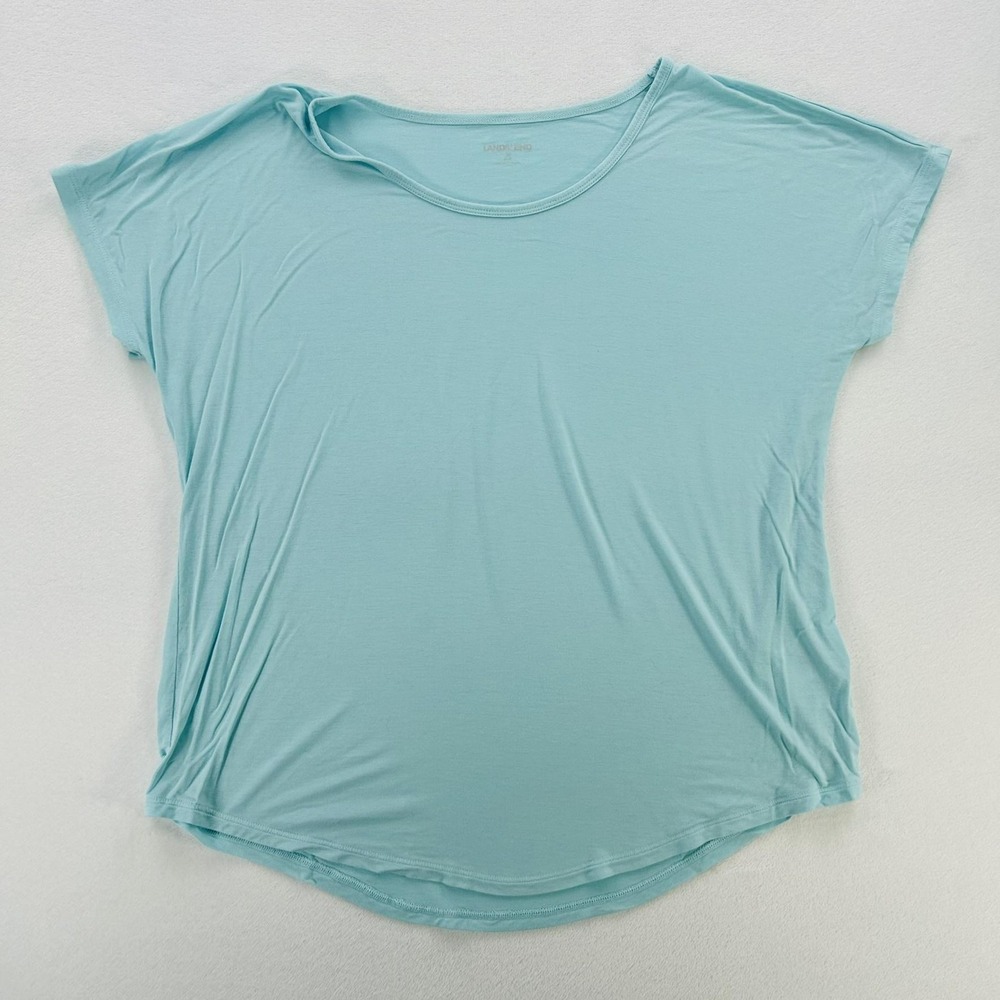 Lands' End Shirt Womens Medium Blue Dolman Scoop Neck Short Sleeve Tee Tagless